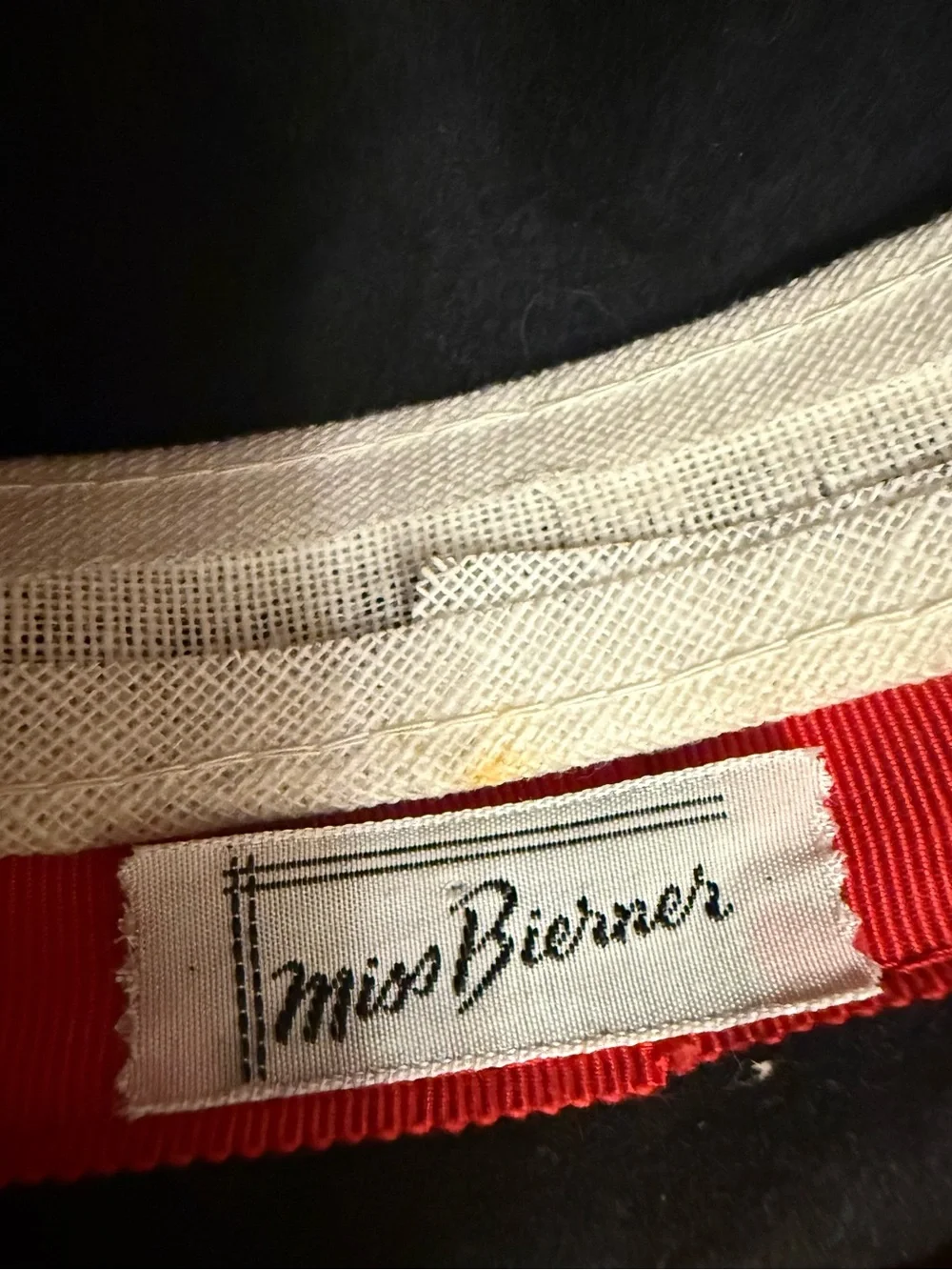 VINTAGE Miss Bierner Michael Howard Black Wool Hat Feather Rhinestone